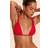 PrettyLittleThing Red Ruched Knot Detail Triangle Bikini Top - Red