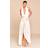 PrettyLittleThing Chiffon Plunge Trim Detail Maxi Dress - Natural