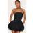 PrettyLittleThing Bandeau Tie Waist Puffball Dress - Black