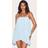 PrettyLittleThing Chiffon Ruched Strappy Puffball Dress - Light Blue
