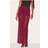 PrettyLittleThing Wine Chiffon Fold Over Ruched Maxi Skirt - Red