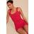 PrettyLittleThing Red Knitted Scallop Edge Scoop Tank Top - Red