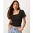 Gina Tricot Puff Sleeve Frill Top Blusar - Svart