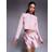 River Island Checked Cropped Cardigan - Light Pink