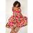 Dusk Red Floral Pleated Puff Dress - Size 10