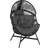 OutSunny Outdoor Standing Rattan Garden Egg Chair with Headrest Charcoal Grey