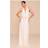 PrettyLittleThing Textured Cowl Neck Wrap Maxi Dress - Natural