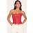 PrettyLittleThing Rust Textured Sheer Floral Lace Corset - Orange