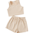Shein Girls Solid Tank Top & Knot Front Shorts