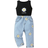Shein Baby Girls' Holiday Style Cute Floral Printed Vest And Loose Comfortable Elastic Waist Jeans Set