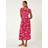 Roman Floral Print Pocket Midi Dress - Pink