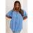 Yours Curve Bow Front Angel Sleeve Top - Blue
