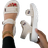 Shein Women Hook-and-loop Fastener Sports Sandals, Sporty Beige Fabric Sport Sandals