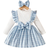 Shein Baby Girls' Long Sleeve Patchwork Dress - Blue Plaid/White