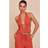 PrettyLittleThing Rust Cotton Halterneck Backless Plunge Top - Orange