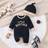 Shein Baby Boy Letter Graphic Contrast Trim Jumpsuit & Hat