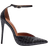 PrettyLittleThing PLT Label Black Croc Faux Leather Point Toe High Heeled Court Shoes