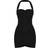 PrettyLittleThing Black Mesh Extreme Ruched Corset Halter Bodycon Dress, Black