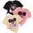 Shein Tween Girl Casual Simple Cartoon Printed TShirt pcsSet Black Pink Apricot Suitable For Summer