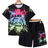 Shein Tween Boys Casual Silk Graffiti Game Console Print Short Sleeve Top And Matching Side Design Shorts Set Summer