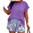 Shein Plus Casual Solid Batwing Blouse Random Print Shorts pcs Set