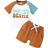 Shein Baby Boys Letter Print TShirt With Pocket And Shorts Set SpringSummer