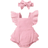 Shein Baby Girl Soft Comfortable And Cute Ruffled Bodysuit With Headband Set Perfect For Summer Casual Vacation And Party