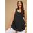 Yours Curve Black Contrast Blanket Stitch Ribbed Vest Top - Black