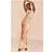 PrettyLittleThing Abstract Printed Chiffon Maxi Dress - Natural