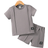 Shein Young Boys Casual Letter Print T-Shirt and Patch Shorts Set