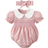 Shein Baby Contrast Peter Pan Collar Puff Sleeve Bodysuit & Headband