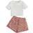 Shein Toddler Girls Lettuce Trim Tee & Floral Print Shorts