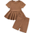 Shein 2pcs/set Toddler Girls' Cute Ruffled Hem Short Sleeve T-shirt And Shorts Summer Outfits, Comfortable And Cool