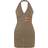 PrettyLittleThing Stretch Woven Belted Bodycon Dress - Dark Khaki