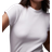 Topshop Rib Fitted Curve Hem Tee - White