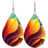 Shein 1 Pair Double Sided Rainbow Print Water Drop Wooden Hook Earrings For Women
