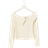 Gina Tricot Button Front Ribbed Long Sleeve Shoulder Top - Cream