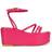 XY London Birdie Ankle Strap Platform Sandal Wedge Heel Flatforms - Fuchsia