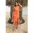 AX Paris Orange Giraffe Print Racer Neck High Low Frill Hem Midi Dress - 10