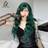 Shein Cute wigs - Dark green Medium Part Bangs Long Curly 28-Inch Daily Simulation Scalp