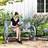 OutSunny Wooden Outdoor Loveseat with High Back Grey Garden Bench