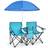 Campingstol Med Parasol Dobbelt Klapstol Med Drikkeholder Turkis