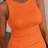 Shein Plus Size Casual Slim Fit V-ringad Ärmlös Topp - Orange