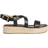 Michael Kors MK Lynn Leather Platform Espadrille Sandal - Black