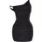 PrettyLittleThing Petite Double Slinky Asymmetric Neckline Twist Detail Mini Dress - Black