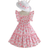 Shein Young Girls Mexican Children`S Day Summer Season Colorful Dopamine Pink Full Printed Slim Fitting Middle-Length Dress For Summer