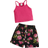 Shein Young Girl Ribbed Knit Cami Top Floral Print Shorts