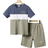 Shein Boys Colourblock Slogan Graphic Tee Shorts Without Necklace