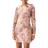 New Look flocked floral mesh mini dress in pink pattern