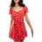 ASOS DESIGN Button Through Mini Tea Dress - Red Ditsy Floral Print/Multi